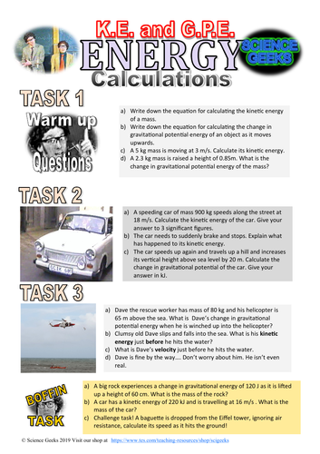 GCSE PHYSICS KINETIC ENERGY AND GRAVITATIONAL POTENTIAL ENERGY CALCULATIONS