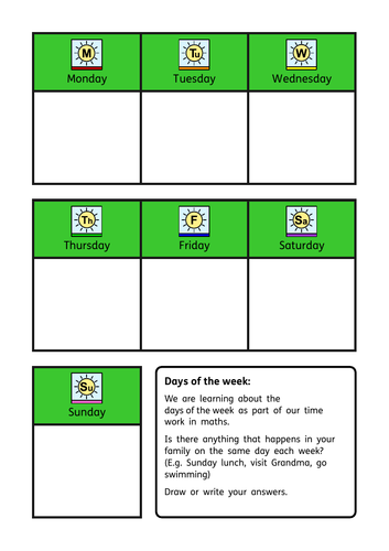 ASD / SEN / KS1 basic time bundle, week days, months, day or night ...