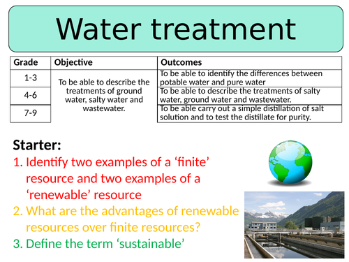 NEW AQA GCSE (2016)  Chemistry - Water Treatment