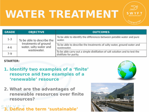 NEW AQA GCSE (2016)  Chemistry - Water Treatment