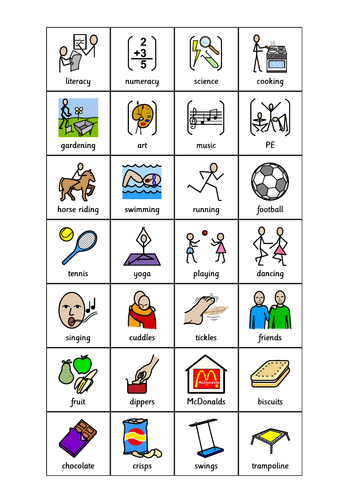 Symbolised likes and dislikes activity. | Teaching Resources