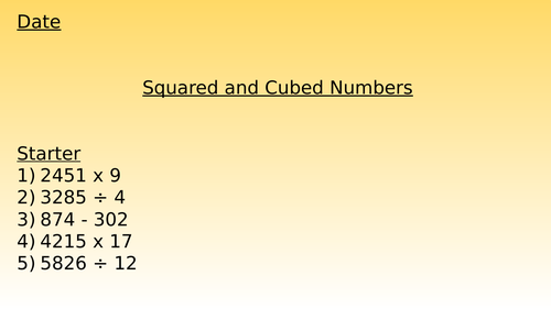 Year 6 Square and Cube Numbers | Teaching Resources