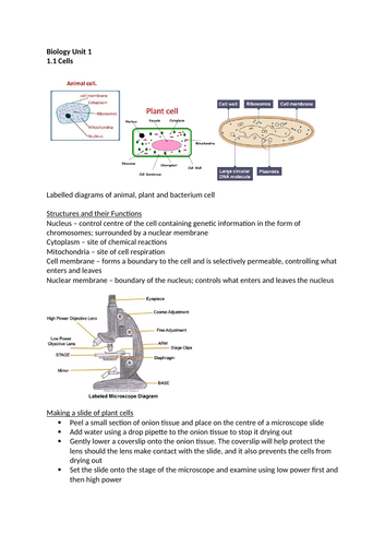 Biology Unit 1 CCEA DAS Revision