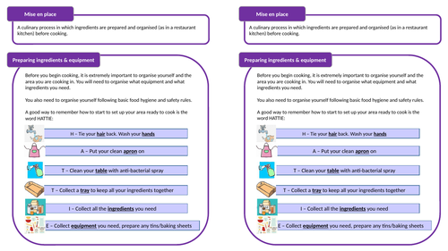 Year 9 GCSE Food Preparation & Nutrition Practical Skills S1 Lesson 2 Mise en Place
