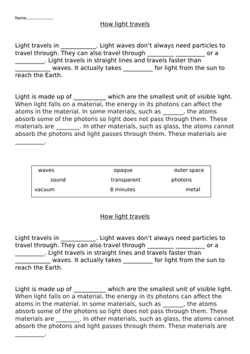 Science- Light- How light travels lesson Year 6 | Teaching Resources