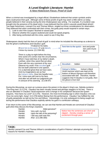 Hamlet: Three A Level English Literature Worksheets | Teaching Resources