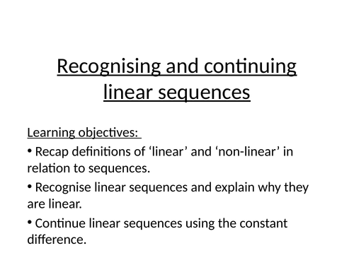 Linear sequences mastery lesson