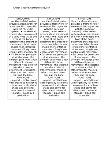 AQA GCSE Physical Education Structure and Function of the Skeletal ...