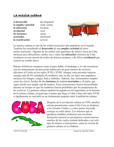 Música Cubana Lectura y Cultura: Spanish Reading on Cuban Music (AfroLatinos)