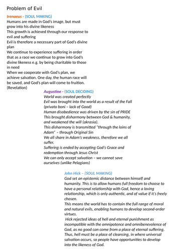 OCR A-level Religious Studies: Problem of Evil Revision Notes