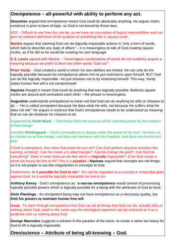 OCR A-level Religious Studies: Attributes of God Revision Notes