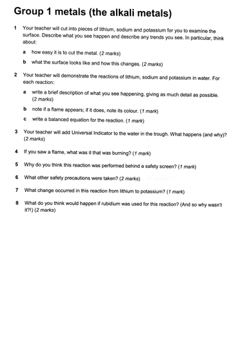 AQA GCSE Chemistry C2 Periodic Table Worksheets | Teaching Resources