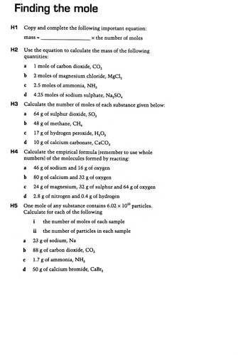 AQA GCSE Chemistry C4 Chemical Calculations Worksheets | Teaching Resources
