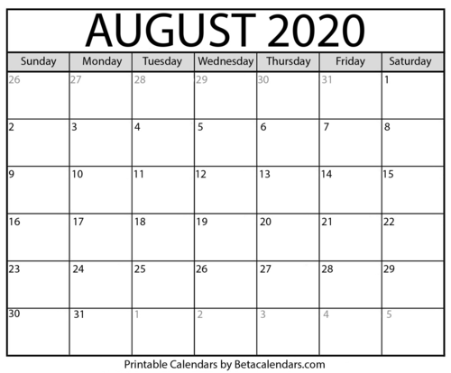 Blank August 2021 Calendar Printable | Teaching Resources