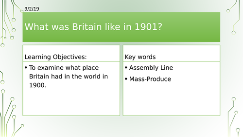 Year 8/9: What was Britain like in 1901?