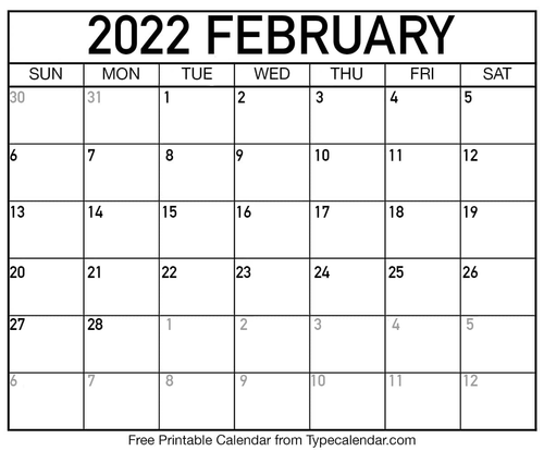 February 2022 Calendar | Teaching Resources