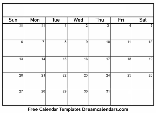 printable blank calendar templates teaching resources