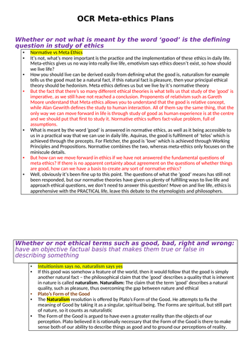 Meta ethics essay plan picture