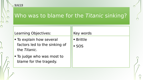 Year 8/9: Who was to blame for the Titanic?