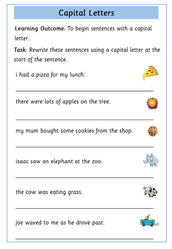 Capital Letters Worksheets Teaching Resources