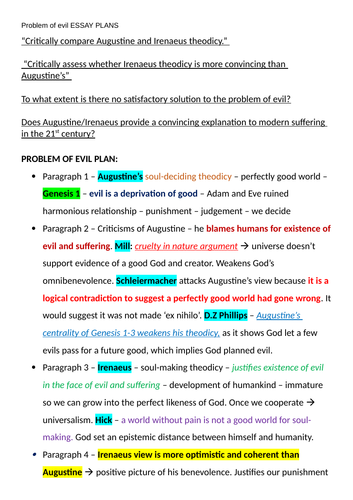 problem of evil essay plan