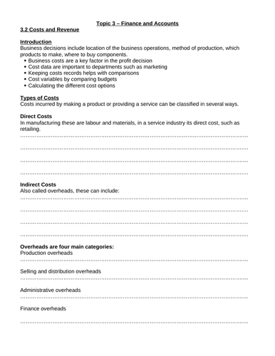 Ib Business Management Unit 3 Finance And Accounts Worksheets
