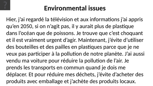 essay on environment in french