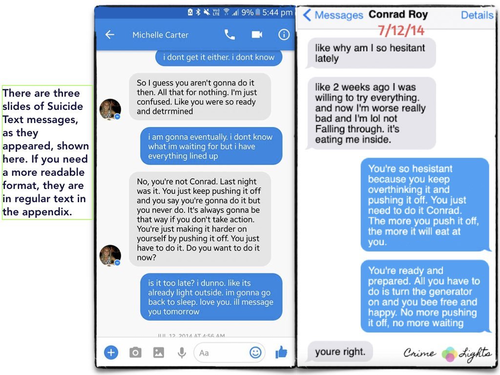 Michelle Carter Text Message Suicide Case Conrad Roy Manslaughter