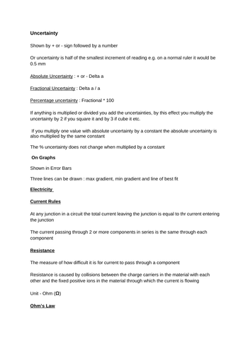 Complete Notes for AQA A Level Physics - Year 1