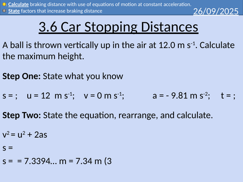 OCR AS level Physics: Stopping Distances