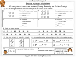 square numbers year 5 teaching resources