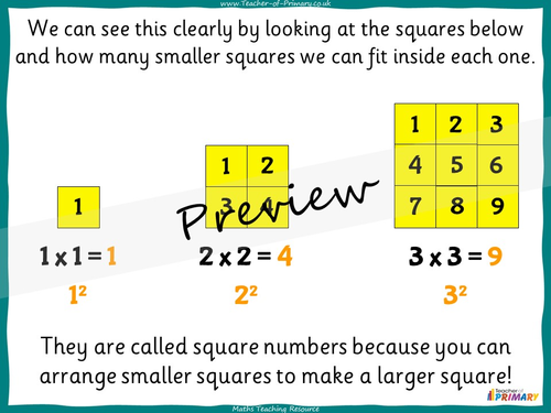 Square Numbers - Year 5 