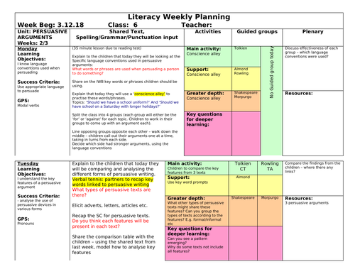 Writing persuasive arguments planning | Teaching Resources