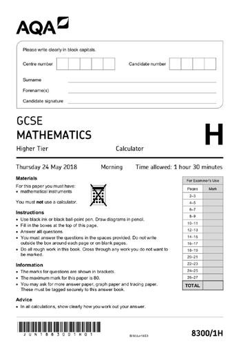 NEW GCSE Maths Practice Papers Teaching Resources