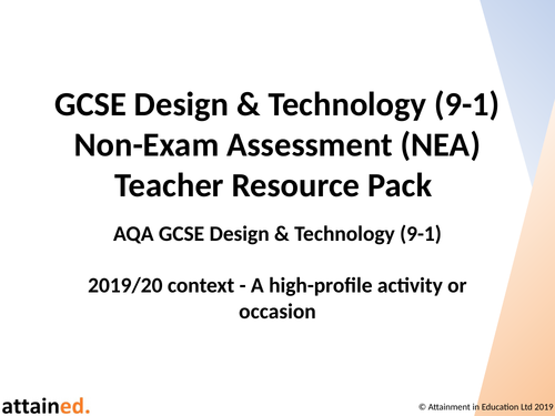 GCSE D&T NEA Teacher Resource Pack (AQA Context - A High-Profile ...