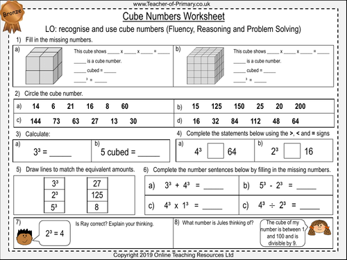 Cube Numbers Worksheet Ks2