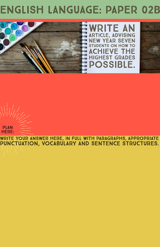 AQA English Language Section B Writing Tasks: Papers 01 & 02 (Home ...
