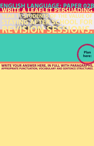 AQA English Language Section B Writing Tasks: Papers 01 & 02 (Home ...