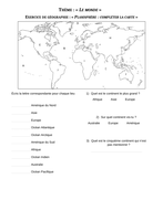 Carte Du Monde Les Continents Et Océans World Map In French