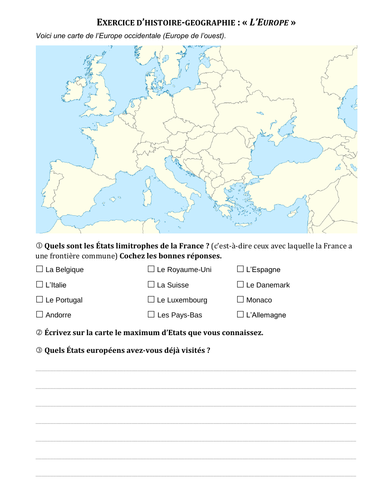 Carte De Leurope Identifie Les Pays Et Les Monuments Europe Map Monuments