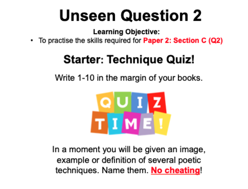 Unseen Poetry - GCSE AQA - KS4 | Teaching Resources