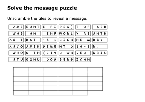 Solve the message puzzle about Sergeant Stubby