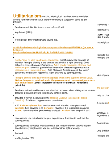 OCR RELIGIOUS STUDIES-Utilitarianism NOTES