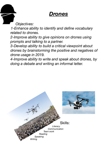 Drones, speaking, writing and vocabulary (IGCSE ESL, IELTS, EAL, ESL Key stage 3 English)