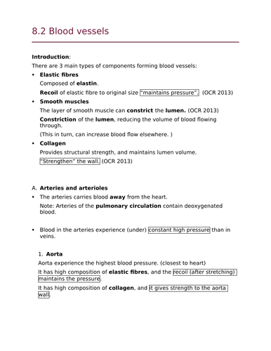 OCR Biology A Module 3 Blood vessel structure/O2, CO2 transport (New Spec)