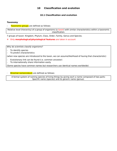 OCR Biology A Module 4 Classification and Evolution Ultimate Summary (New Spec)