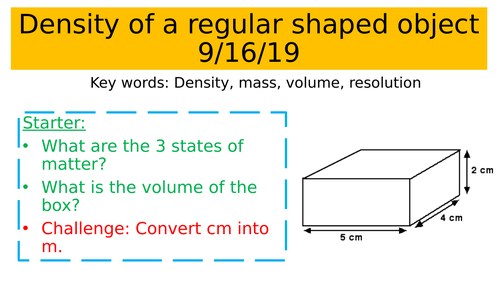 Density of regular shaped objects