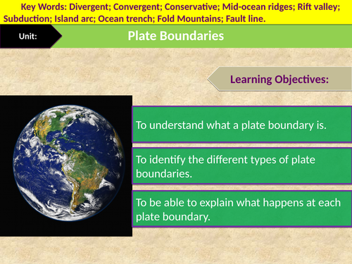 Lesson 2- Physical Geography- Plate Boundaries | Teaching Resources