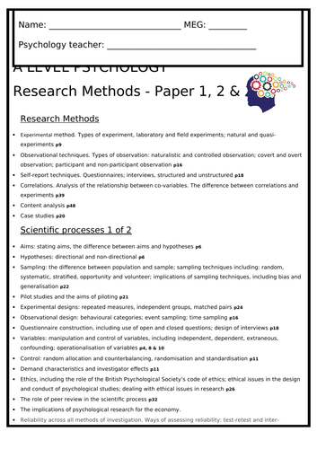 research methods a level psychology paper 2 june 2018 (aqa)