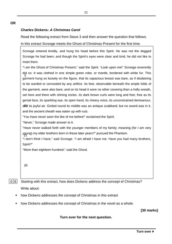 A Christmas Carol Mock Exam Questions - AQA - Stave 3 | Teaching Resources